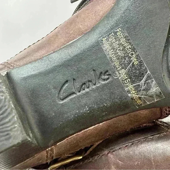 Clarks Bendables Brown Leather Ankle Booties with Heel Womens Shoes Size 6 - Picture 10 of 11